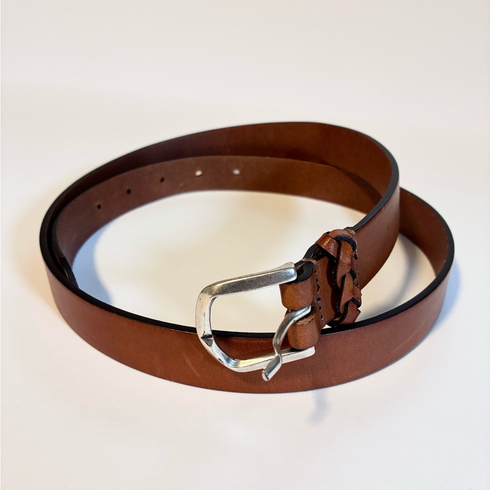 Fabio Corti Brown Leather Belt with Silver Buckle
